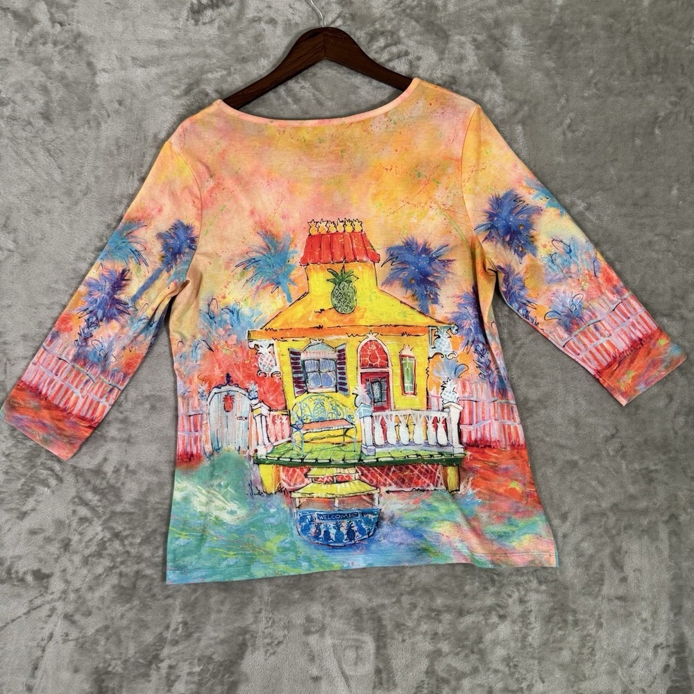Leoma Lovegrove Shirt Womens Petite Large Multicolor 3/4 Sleeve Casual Top - Picture 6 of 6